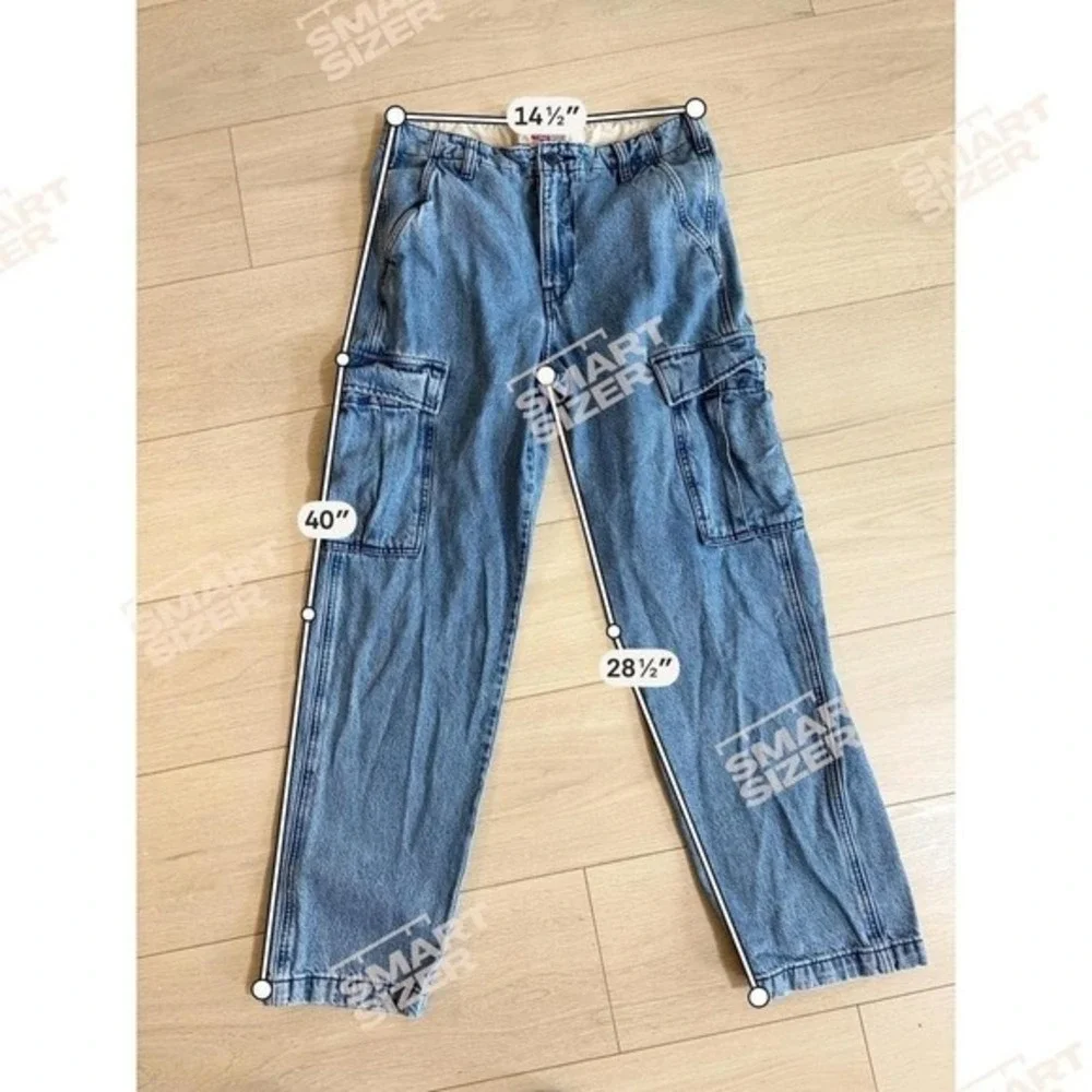 Levi's‎ XX Cargo Straight Jeans Mens Blue Demin Y2k Streetwear Skater 34 x 32